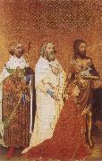 unknow artist The Wilton Diptych,Richard ii presented to the Virgin and Child by his patron Saint John the Baptist and Saints Edward and Edmund oil painting on canvas